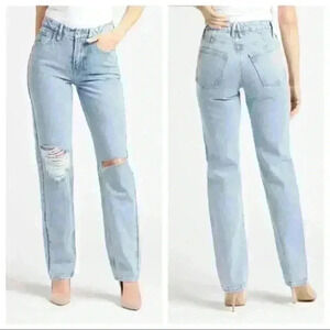 Good American 90’s Icon High Rise Straight Leg Distressed Jeans Size 2/26